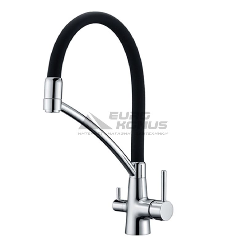 FABIANO Смеситель для кухни на две воды двухрычажный FKM 31.10 Chrome Black (8231.403.0077)